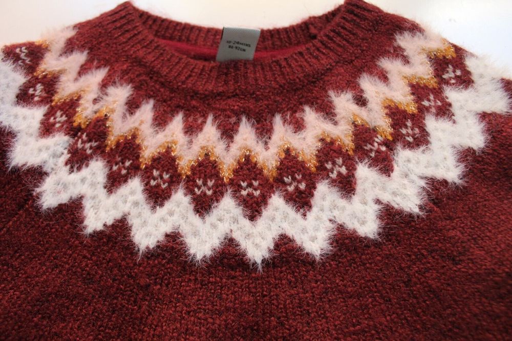 Knitted dress size 1 to 2 years Soft brown wool cute mouse design long sleeves - Picture 4 of 5